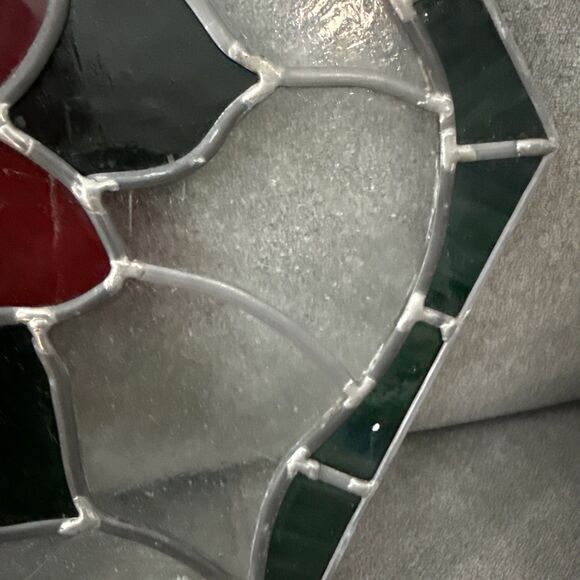 Beautiful Handmade Stained Glass Sun Catcher Christmas Poinsettia Holiday Decor - Picture 10 of 13